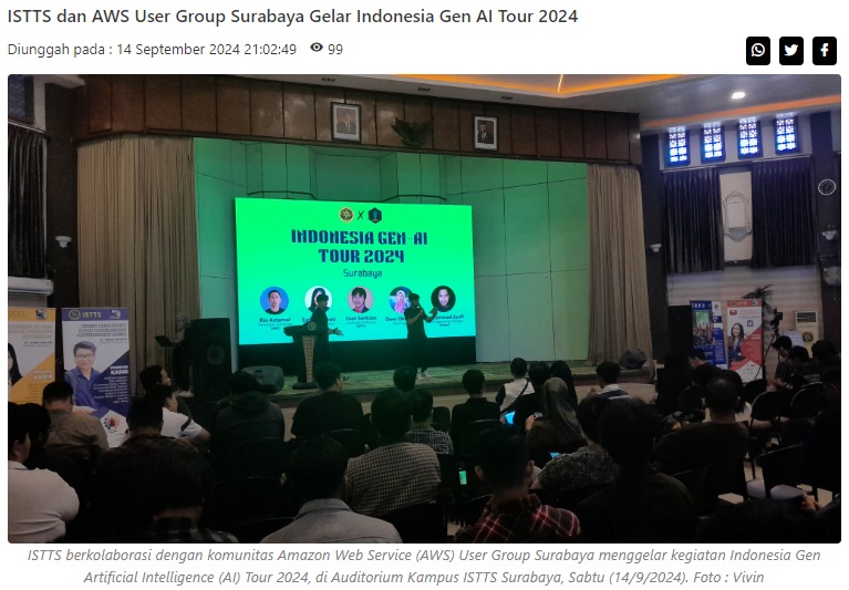 ISTTS dan AWS User Group Surabaya Gelar Indonesia Gen AI Tour 2024